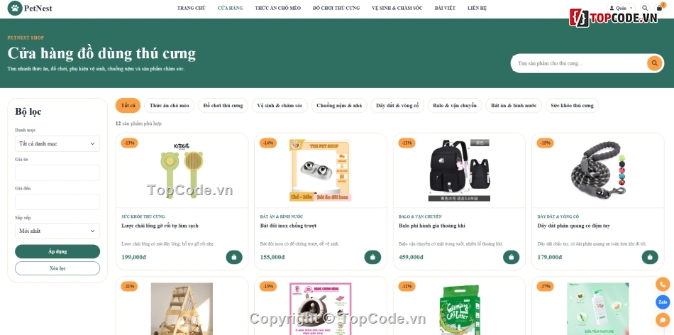 thú cưng,web bán thú,bán website,web bán đồ dùng